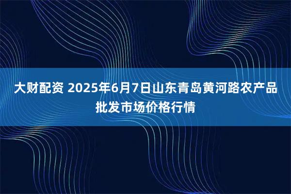 大财配资 2025年6月7日山东青岛黄河路农产品批发市场价格行情