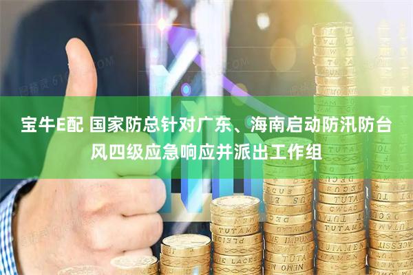 宝牛E配 国家防总针对广东、海南启动防汛防台风四级应急响应并派出工作组