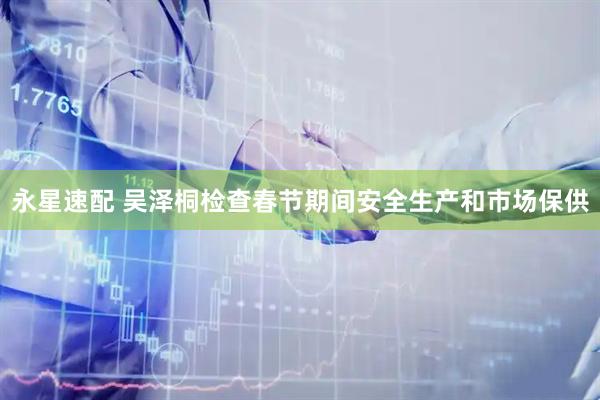 永星速配 吴泽桐检查春节期间安全生产和市场保供