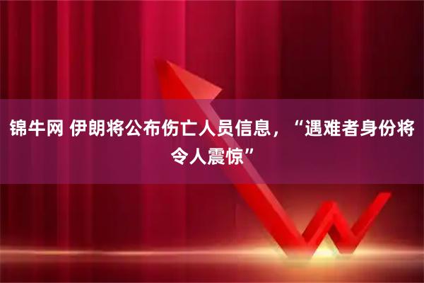 锦牛网 伊朗将公布伤亡人员信息，“遇难者身份将令人震惊”
